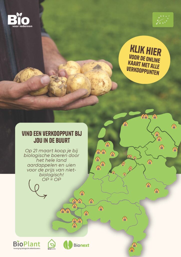 De actiedag is nadrukkelijk bedoeld als meer dan een eenmalige verkoopactie. De sector roept supermarkten op om te experimenteren met zogeheten omruilweken, waarbij gangbare aardappelen en uien tijdelijk worden vervangen door biologische varianten tegen gelijke consumentenprijzen. 