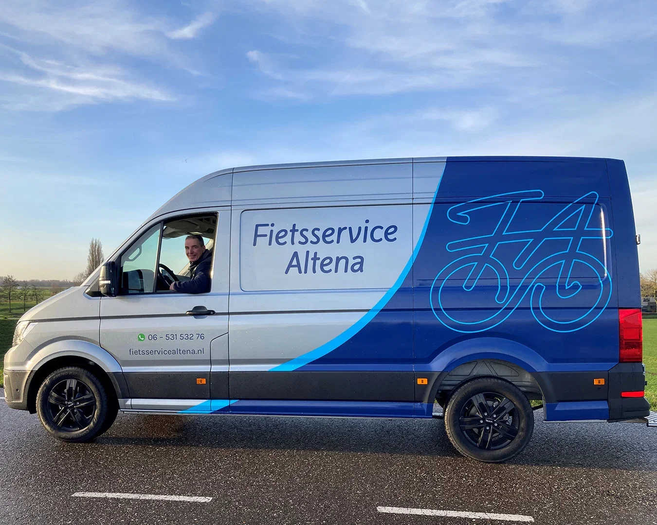 Fietsreparatie op locatie belettering