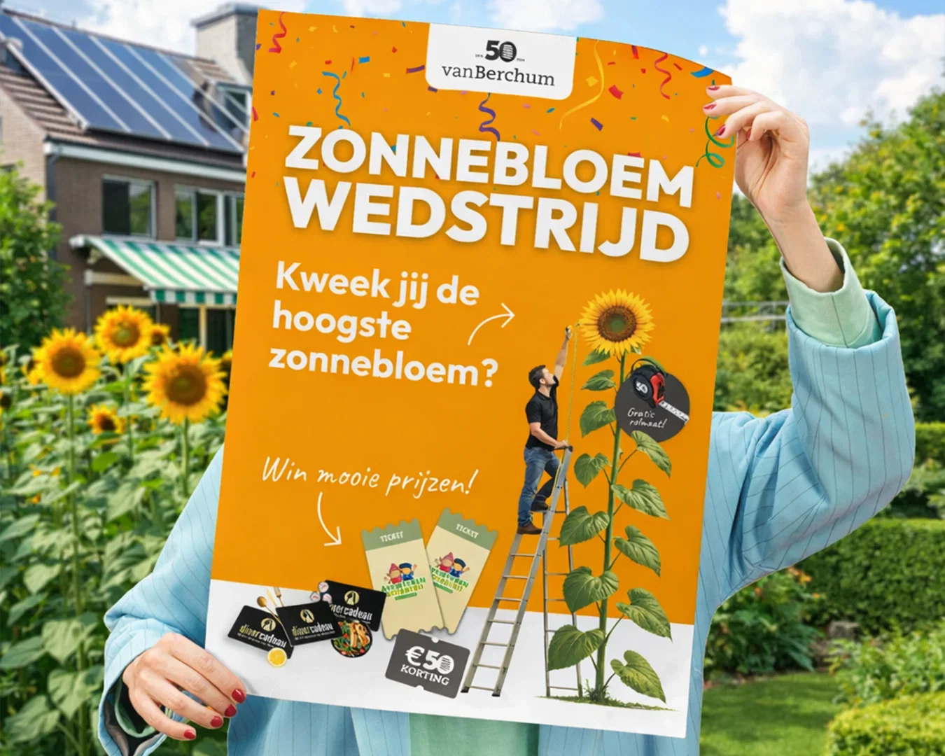 Van Berchum Zonwering 50 jarig jubileum win actie poster