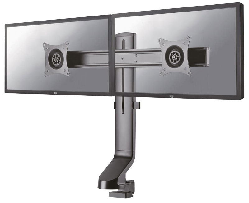 HP beeldschermen met Neomounts duo-arm beeldscherm standaard voor de standaard werkplek