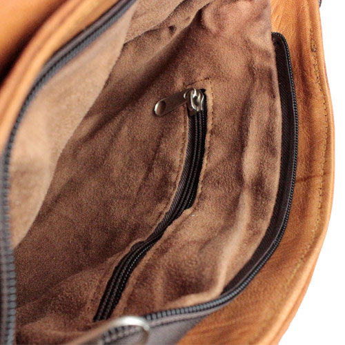 Leren clutch/schoudertas camel