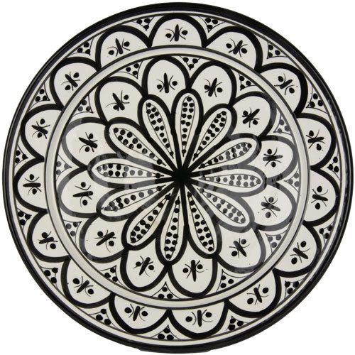 Naar behoren postkantoor Misschien Marokkaans aardewerk zwart/wit bord 27cm - De Tagine