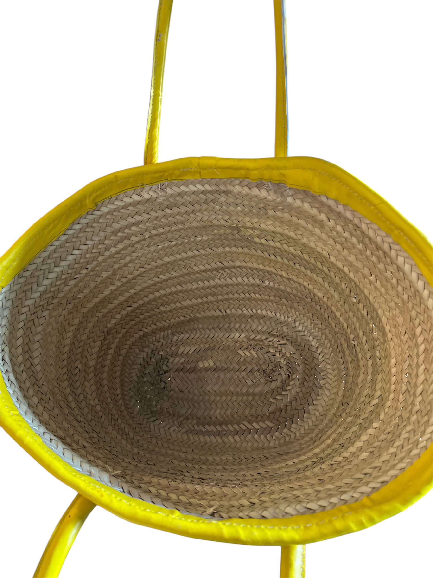 Strandtas met leren voorvak Yellow - Afbeelding 2