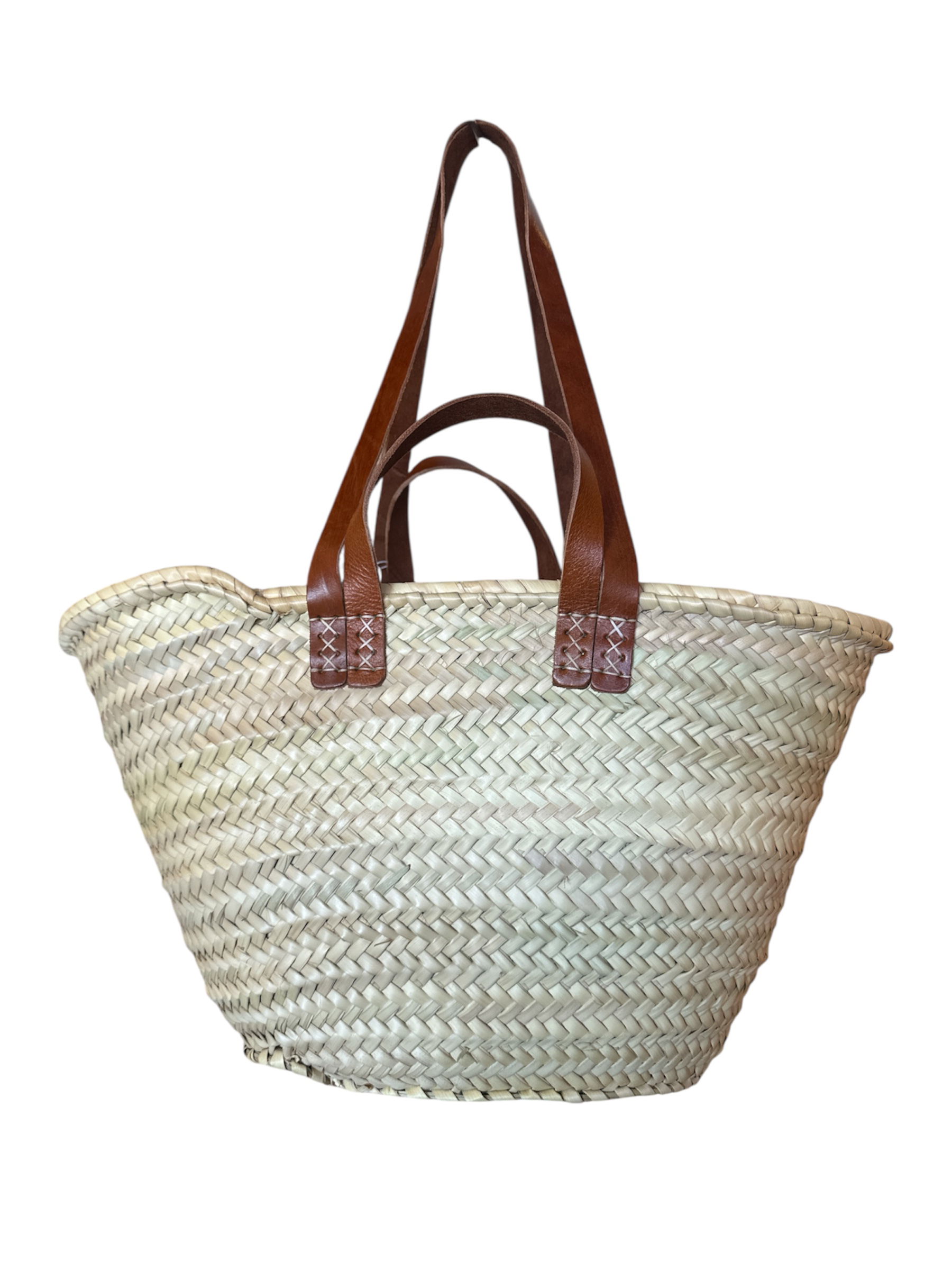 Rieten mand met leer