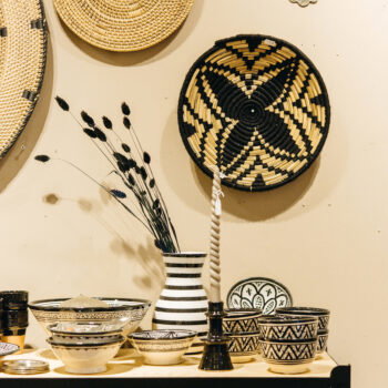 Wanddecoratie geweven zwart