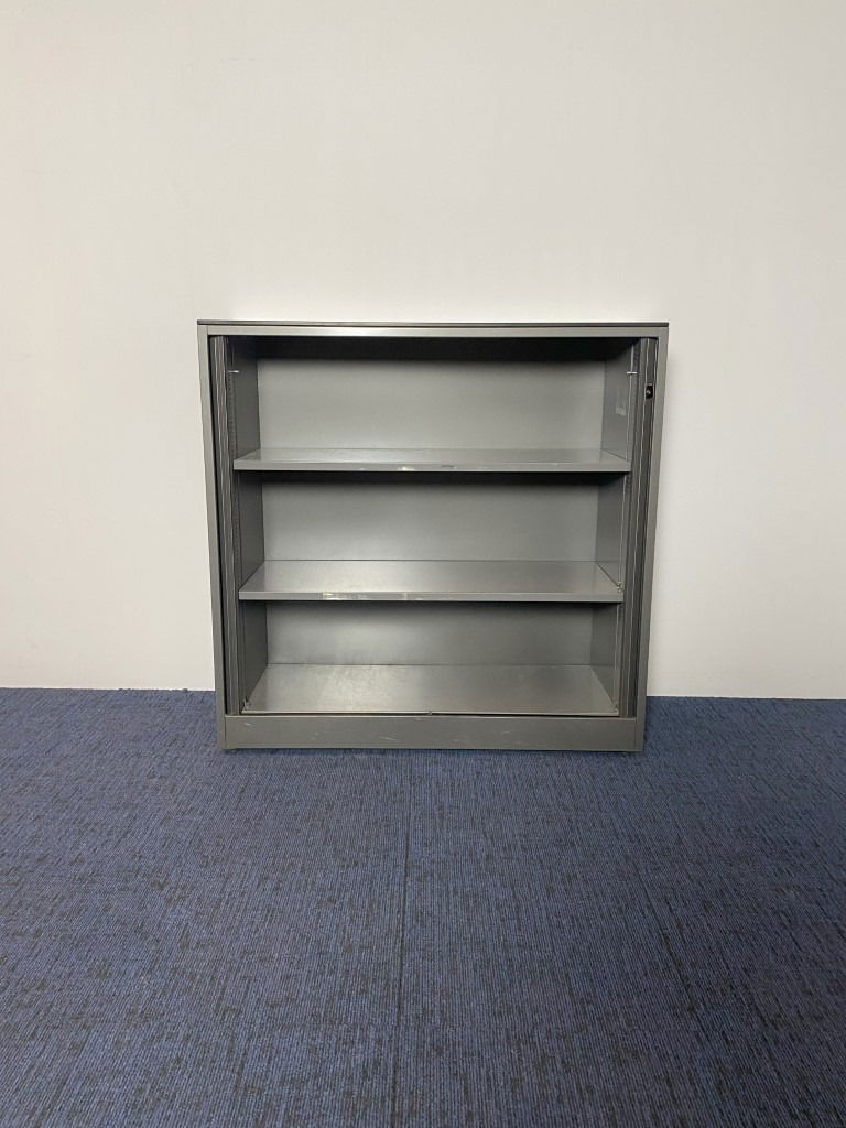 Roldeurkast Ahrend, antraciet, lichtgrijs topblad, H 120 x B 120 x D 45 cm. - Afbeelding 3