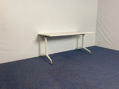 Verrijdbare/inklapbare tafel, wit blad, 160 x 80 cm. - Afbeelding 3