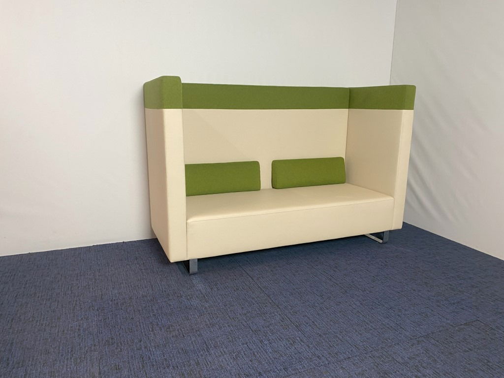 Akoestisch bankstel, crème/groen, H 135 x B 205 x D 84 cm.