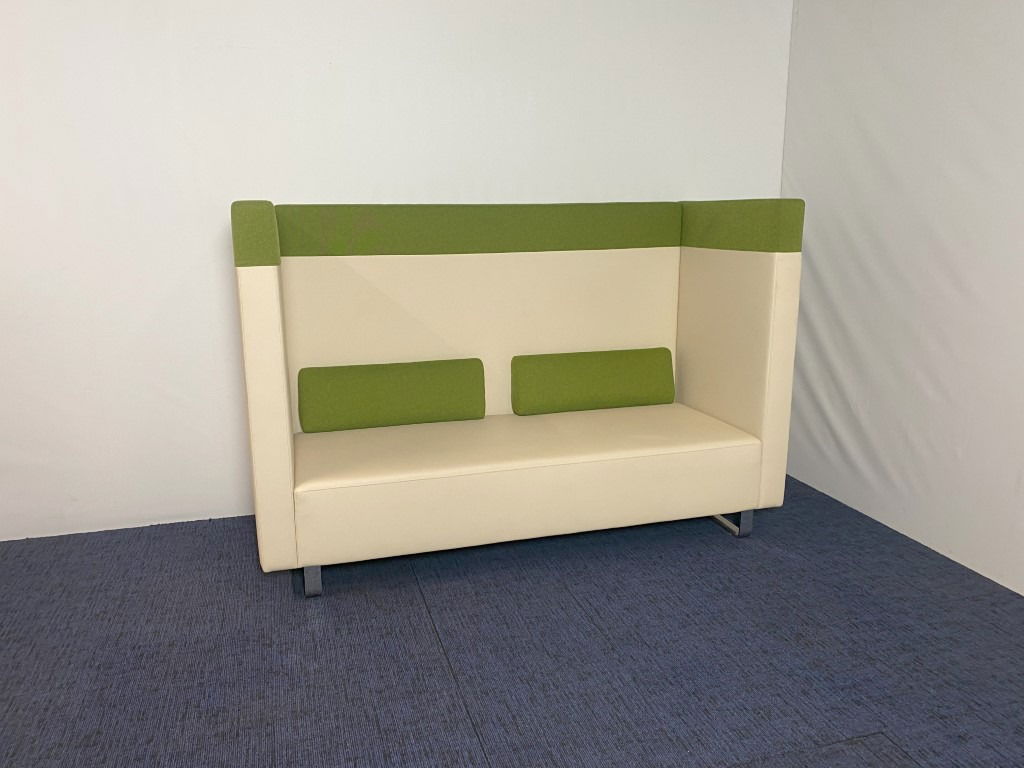 Akoestisch bankstel, crème/groen, H 135 x B 205 x D 84 cm. - Afbeelding 2
