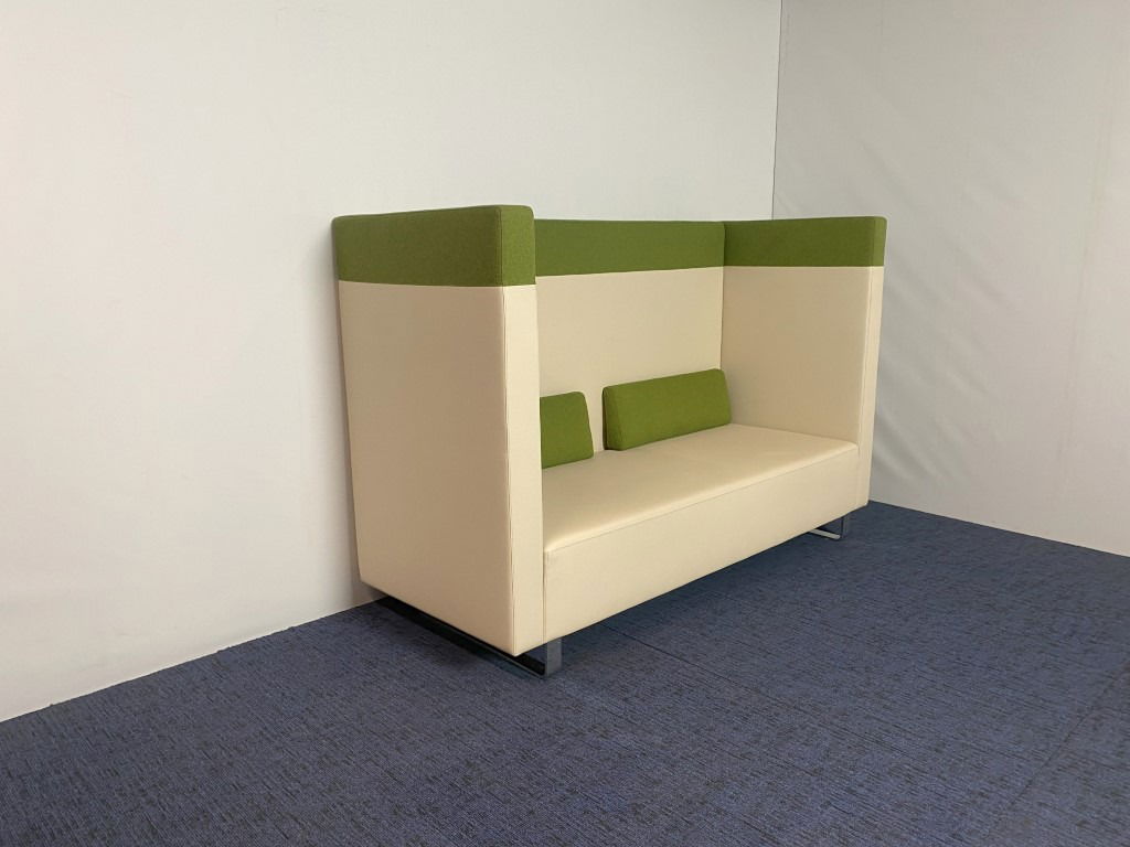 Akoestisch bankstel, crème/groen, H 135 x B 205 x D 84 cm. - Afbeelding 3