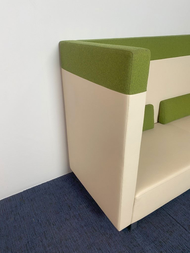 Akoestisch bankstel, crème/groen, H 135 x B 205 x D 84 cm. - Afbeelding 4