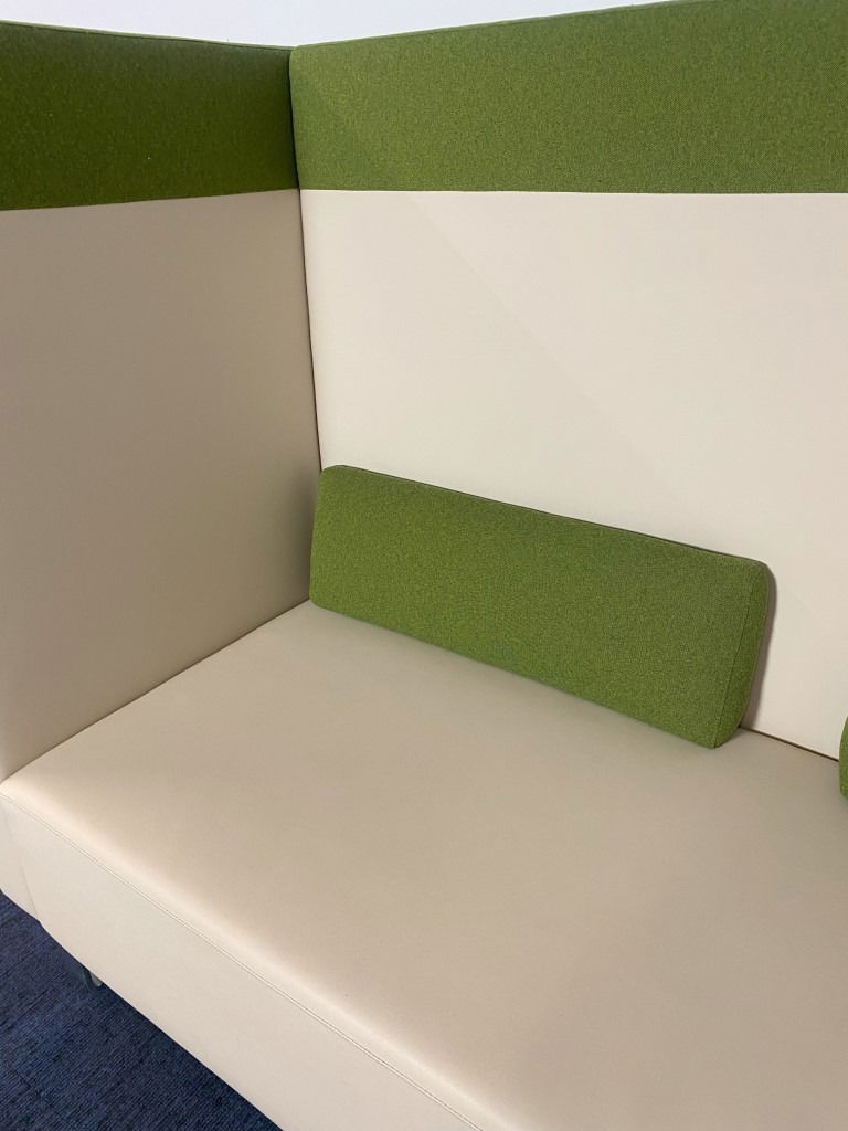 Akoestisch bankstel, crème/groen, H 135 x B 205 x D 84 cm. - Afbeelding 5