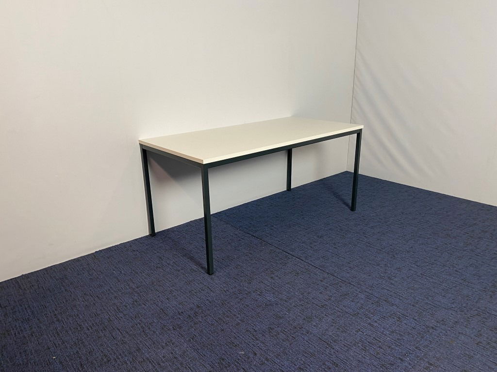Kantinetafel, wit blad, antraciet 4-poot, 160 x 80 cm. - Afbeelding 2