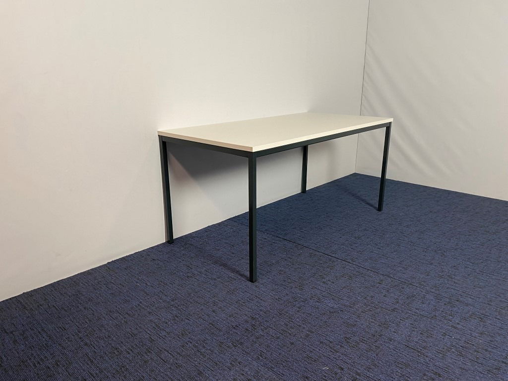 Kantinetafel, wit blad, antraciet 4-poot, 160 x 80 cm. - Afbeelding 3