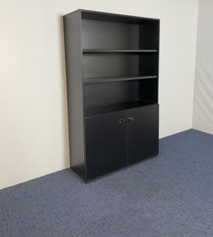 Klapdeurkast (bovenkant open), zwart, H 192 x B 120 x D 42 cm. - Afbeelding 2