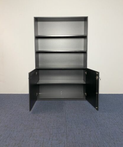 Klapdeurkast (bovenkant open), zwart, H 192 x B 120 x D 42 cm. - Afbeelding 3