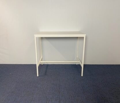 Hoge vergadertafel, wit blad, wit frame, 120 x 80 cm.