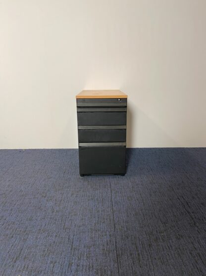 Ladekast / Standcontainer Ahrend, zwart, beuken blad, 1 pennenlade, 2 lades, 1 hangmap lade - Afbeelding 2