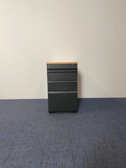 Ladekast / Standcontainer Ahrend, zwart, beuken blad, 1 pennenlade, 2 lades, 1 hangmap lade - Afbeelding 3
