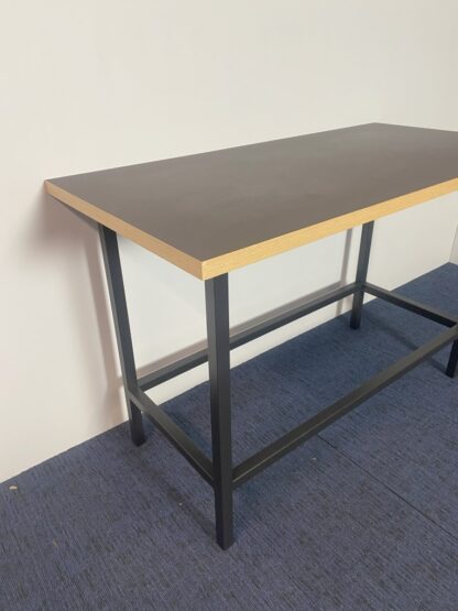 Hoge vergadertafel, donkerbruin/zwart, zwart onderstel, 160 x 80 cm. - Afbeelding 6