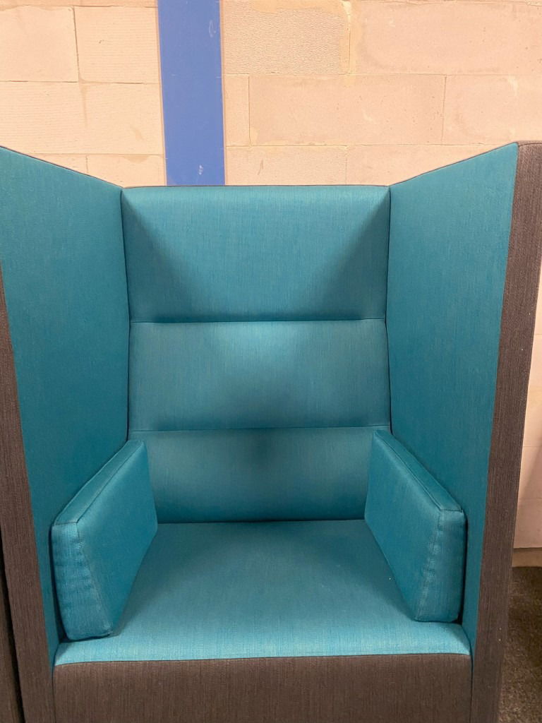 Fauteuil (akoestisch) Offecct Float High, antraciet/blauw, H 131 x B 92 x D 90 cm. - Afbeelding 5