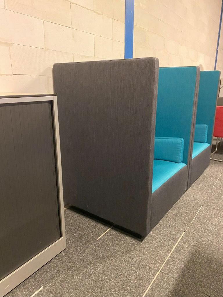 Fauteuil (akoestisch) Offecct Float High, antraciet/blauw, H 131 x B 92 x D 90 cm. - Afbeelding 4