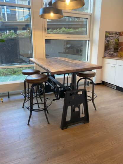 Rustieke hoge bartafel incl. 4 barkrukken, 160 cm. - bruin/zwart - Afbeelding 2