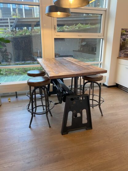 Rustieke hoge bartafel incl. 4 barkrukken, 160 cm. - bruin/zwart - Afbeelding 3