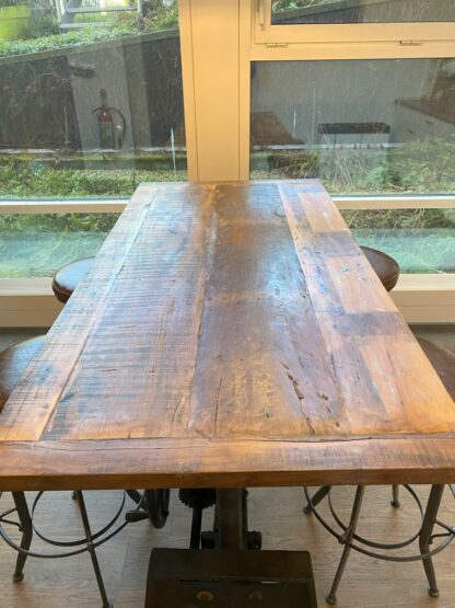 Rustieke hoge bartafel incl. 4 barkrukken, 160 cm. - bruin/zwart - Afbeelding 4