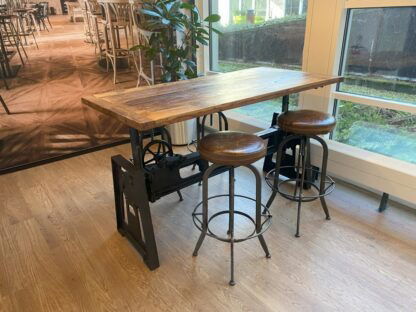 Rustieke hoge bartafel incl. 4 barkrukken, 160 cm. - bruin/zwart