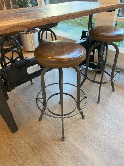 Rustieke hoge bartafel incl. 4 barkrukken, 160 cm. - bruin/zwart - Afbeelding 5