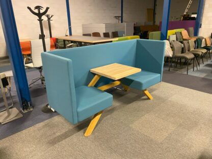TOOaPICNIC Hide 110 zitje incl. tafel, blauwe stof - Naturel Oak hout - Afbeelding 3