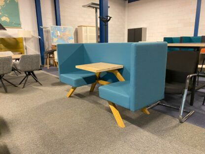 TOOaPICNIC Hide 110 zitje incl. tafel, blauwe stof - Naturel Oak hout - Afbeelding 4
