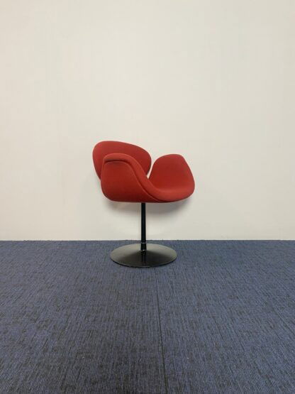 Vergaderstoel Artifort Little Tulip (design) - rode stoffering, zwart onderstel