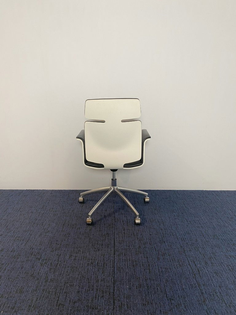 Vergaderstoel Vepa Fado-KKH - zwart leder, witte buitenkant, chroom voetkruis - Afbeelding 5