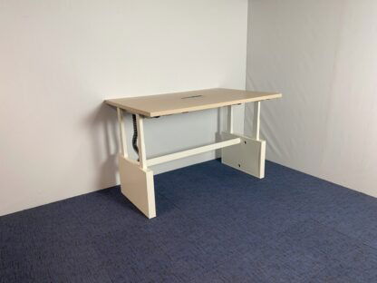 Vergadertafel zit/sta Vepa (elektrisch, incl. fliptop), licht eiken blad, wit onderstel, 180 x 120 cm. - Afbeelding 2
