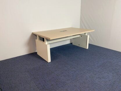 Vergadertafel zit/sta Vepa (elektrisch, incl. fliptop), licht eiken blad, wit onderstel, 180 x 120 cm. - Afbeelding 5