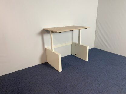 Zit/sta bureau Vepa (elektrisch), licht eiken blad, wit onderstel, 120 x 80 cm. (incl. fliptop) - Afbeelding 2