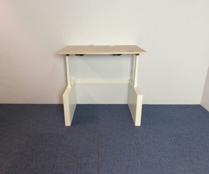 Zit/sta bureau Vepa (elektrisch), licht eiken blad, wit onderstel, 120 x 80 cm. (incl. fliptop) - Afbeelding 3