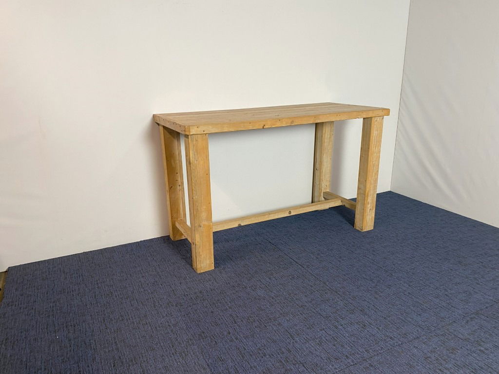 Hoge vergadertafel, donker eiken, 180 x 80 cm.