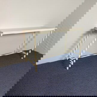Hoge vergadertafel, wit blad, wit frame, 180 x 80 cm.