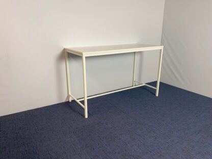 Hoge vergadertafel, wit blad, wit frame, 180 x 80 cm.