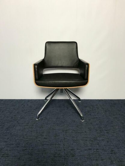 Thonet S843 vergaderstoel, design, zwart leder, chroom - Afbeelding 2
