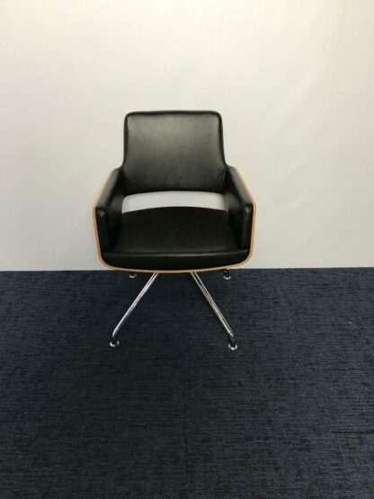 Thonet S843 vergaderstoel, design, zwart leder, chroom - Afbeelding 3