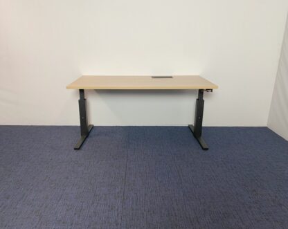 Bureau Gispen (slinger), eiken blad, zwart onderstel, 160 x 80 cm. - Afbeelding 2