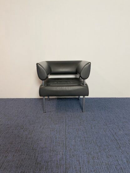 Fauteuil Sitland Business Class, zwart leder, chroom frame