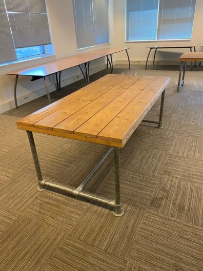 Steigerhouten tafel, eiken/aluminium, 200 x 98 cm. - Afbeelding 5