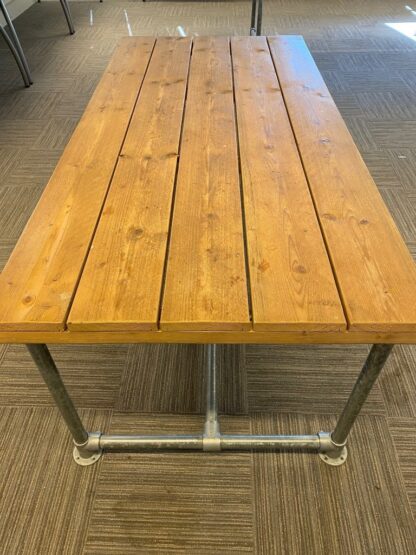 Steigerhouten tafel, eiken/aluminium, 200 x 98 cm. - Afbeelding 7