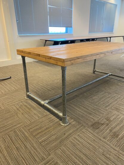 Steigerhouten tafel, eiken/aluminium, 200 x 98 cm. - Afbeelding 6