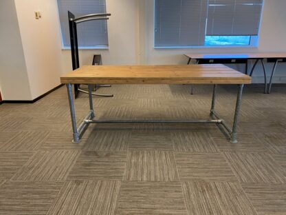 Steigerhouten tafel, eiken/aluminium, 200 x 98 cm. - Afbeelding 3